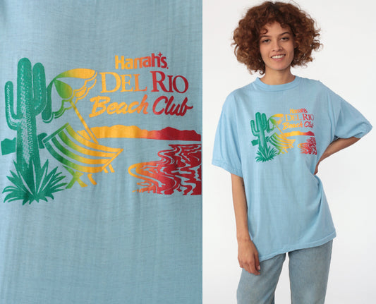 80s Harrah's Del Rio Beach Club Laughlin Nevada Saguaro Cactus Graphic T-Shirt Large