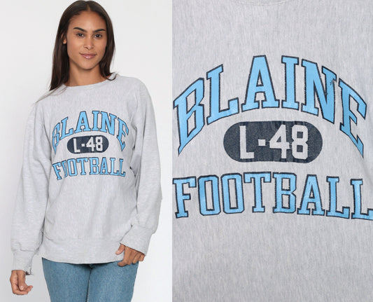90s Champion Blaine Football Minnesota Reverse Weave Sweatshirt Grey Medium