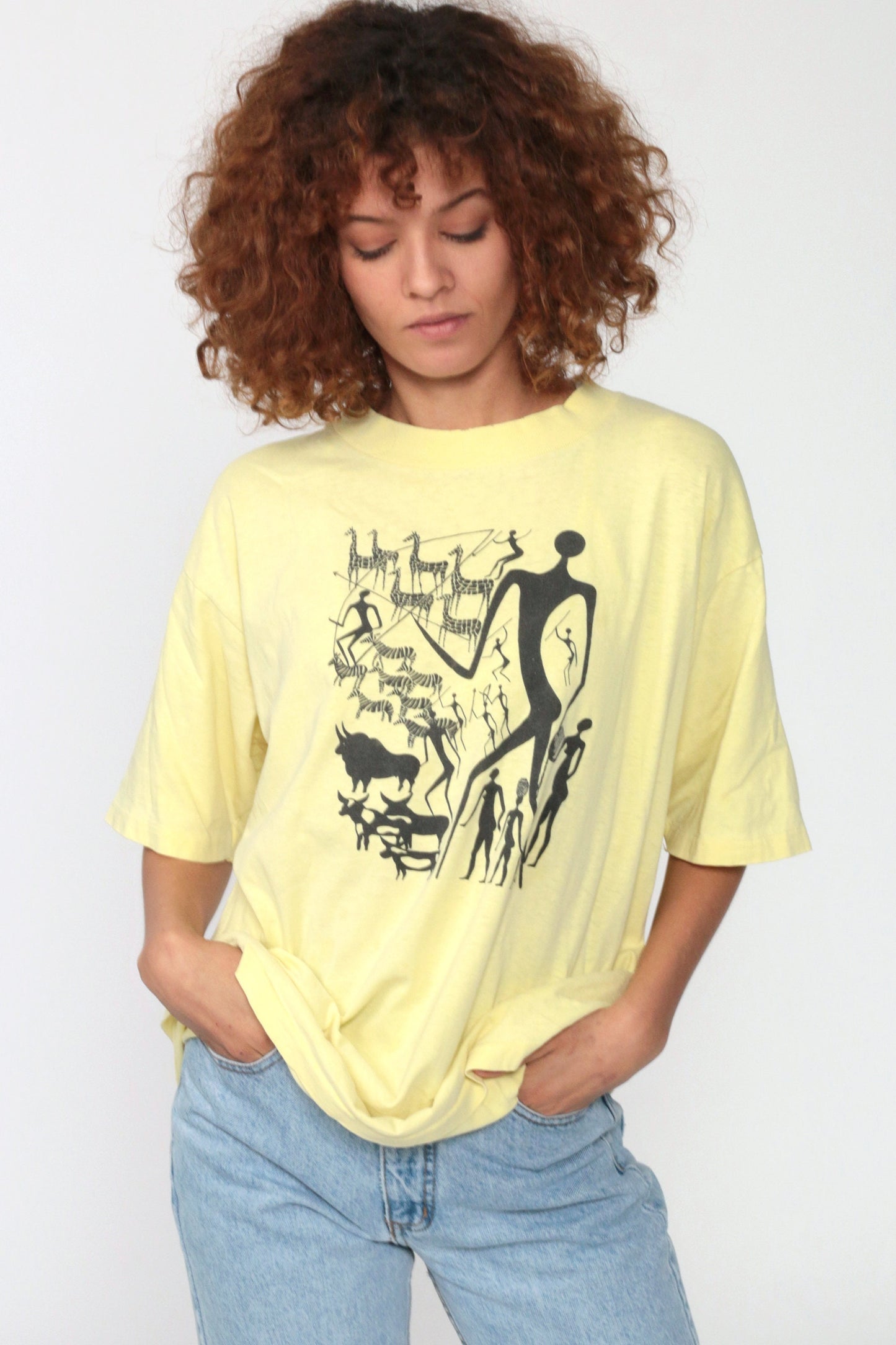 90s Heidi Lange Kenyan Art Hunter Graphic T-Shirt Unisex Large