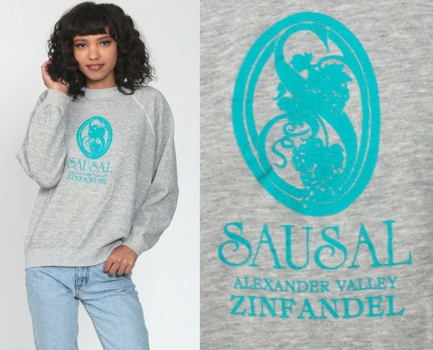 80s Sausal Zinfandel Alexander Valley Wine Graphic Raglan Sweatshirt Unisex