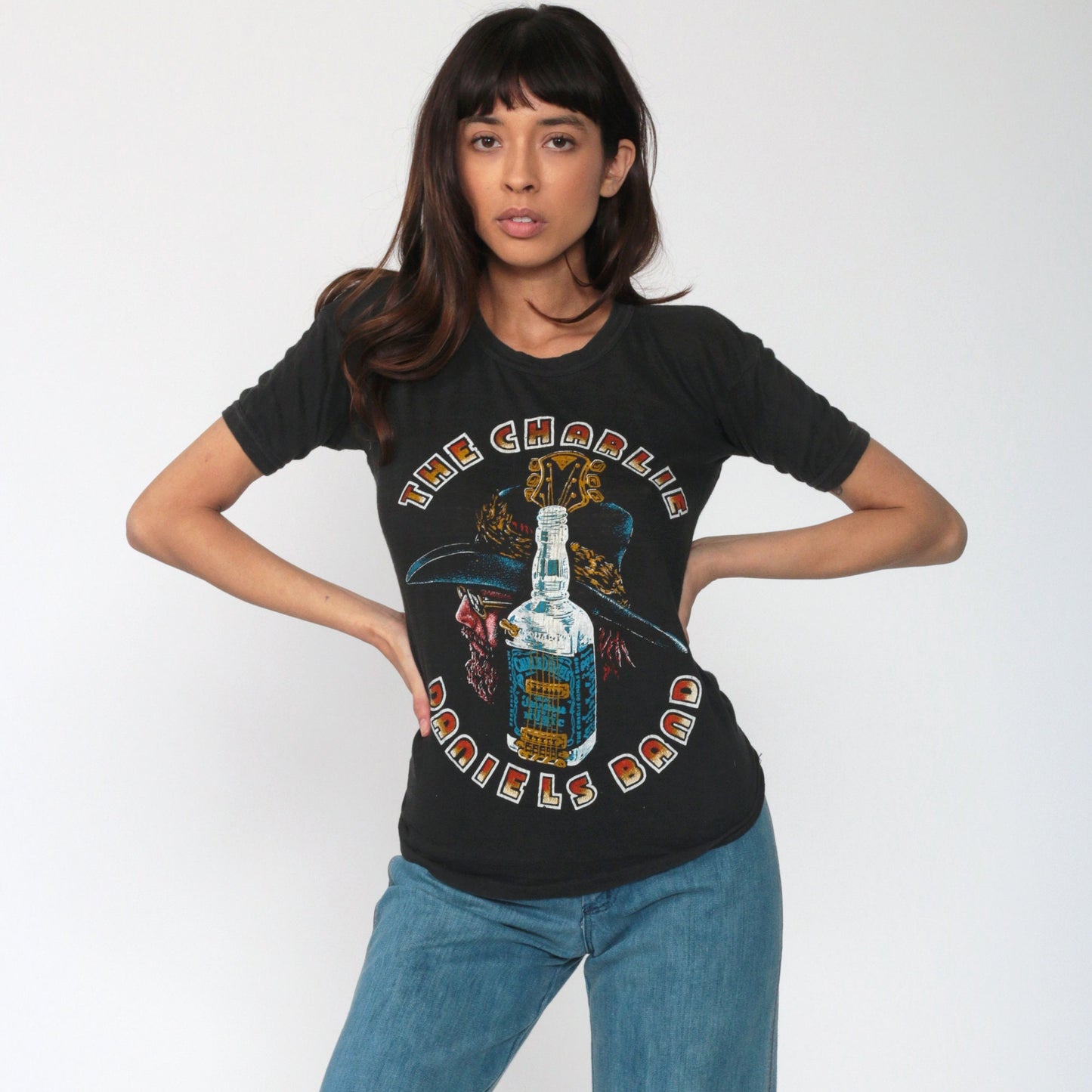 Charlie Daniels Band 70s Concert Tee Black Single Stitch Small