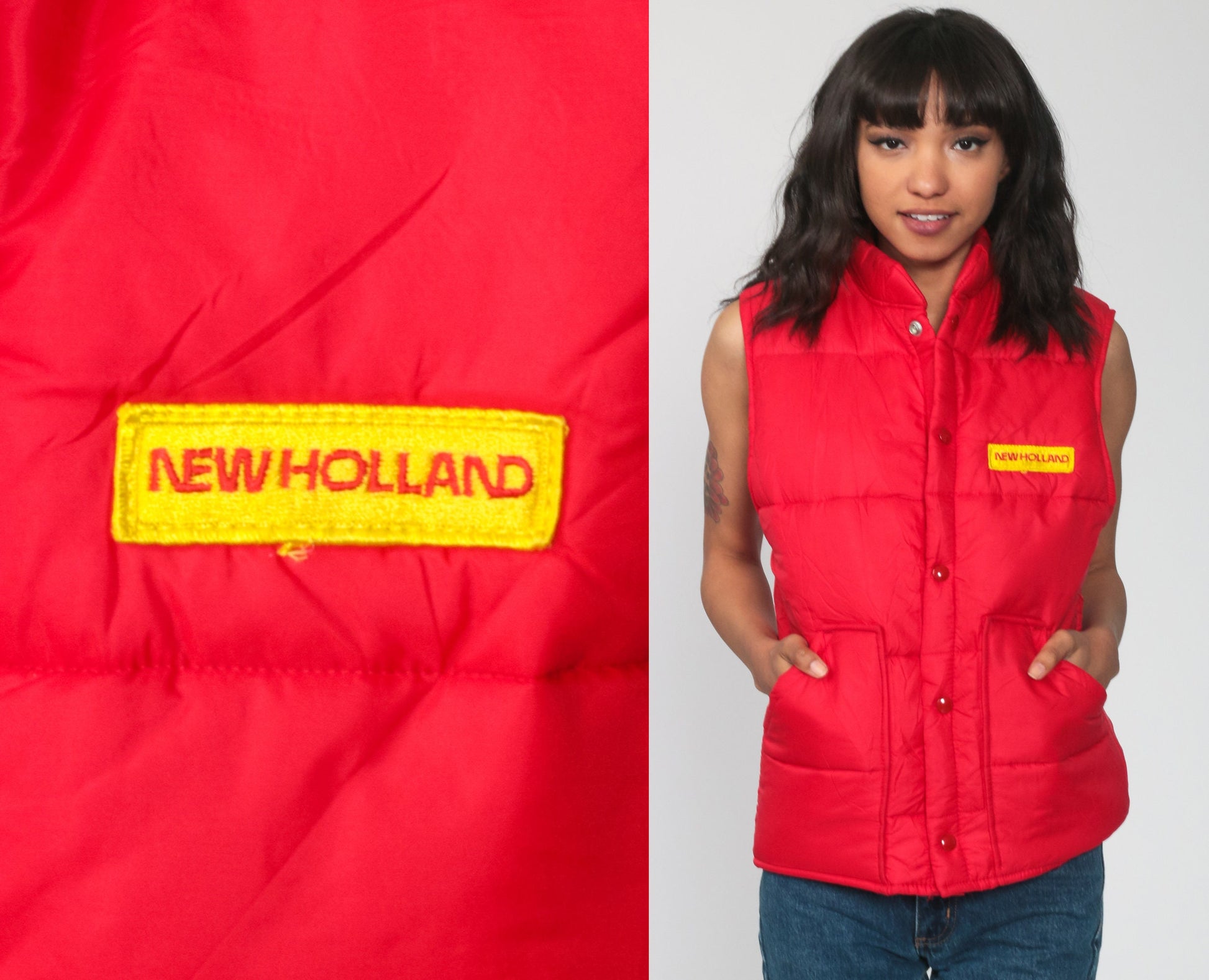 70s Weathercaster Red Puffer Ski Vest Sleeveless Jacket Small