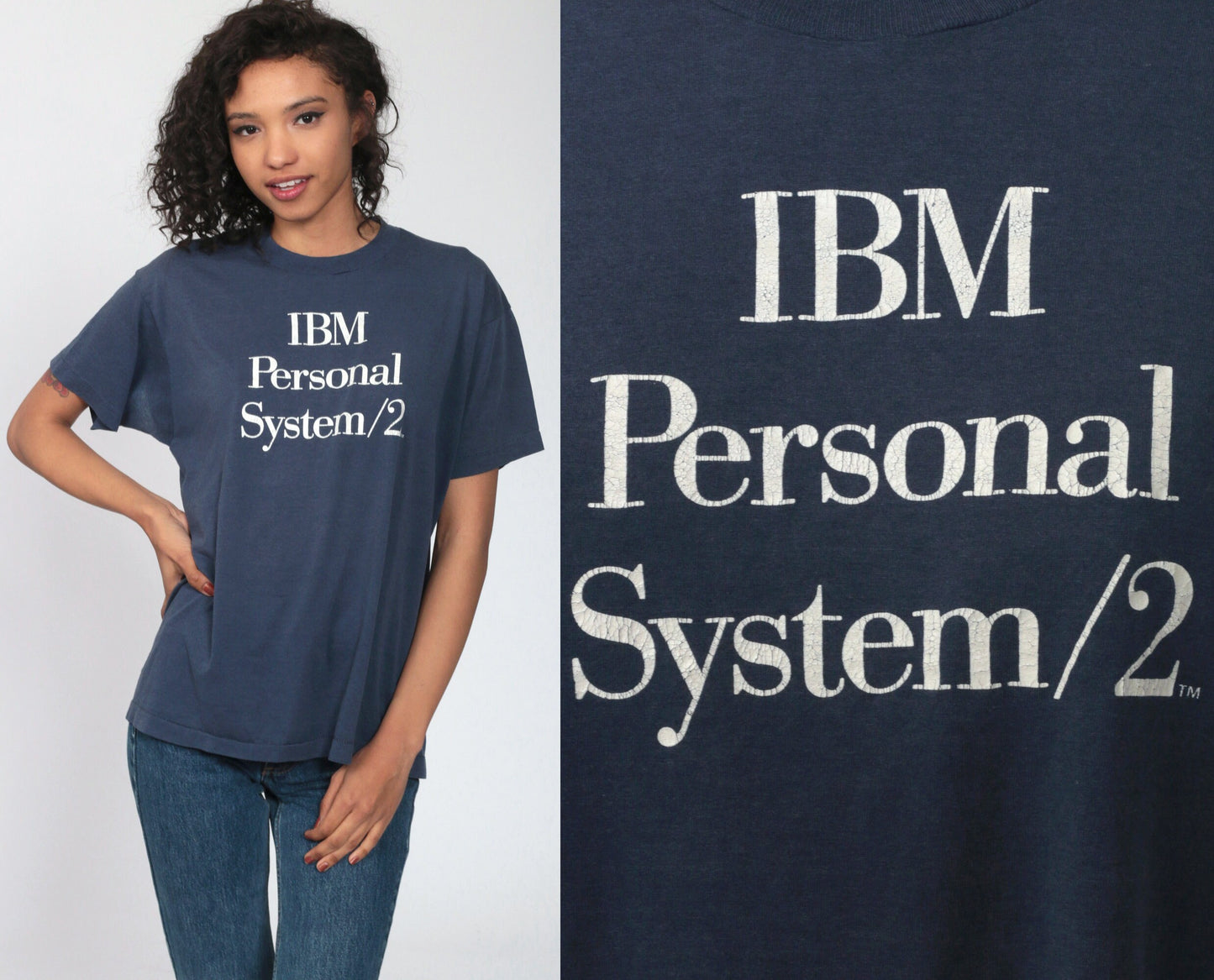80s IBM Personal System/2 Computer Graphic T-Shirt Single Stitch Medium