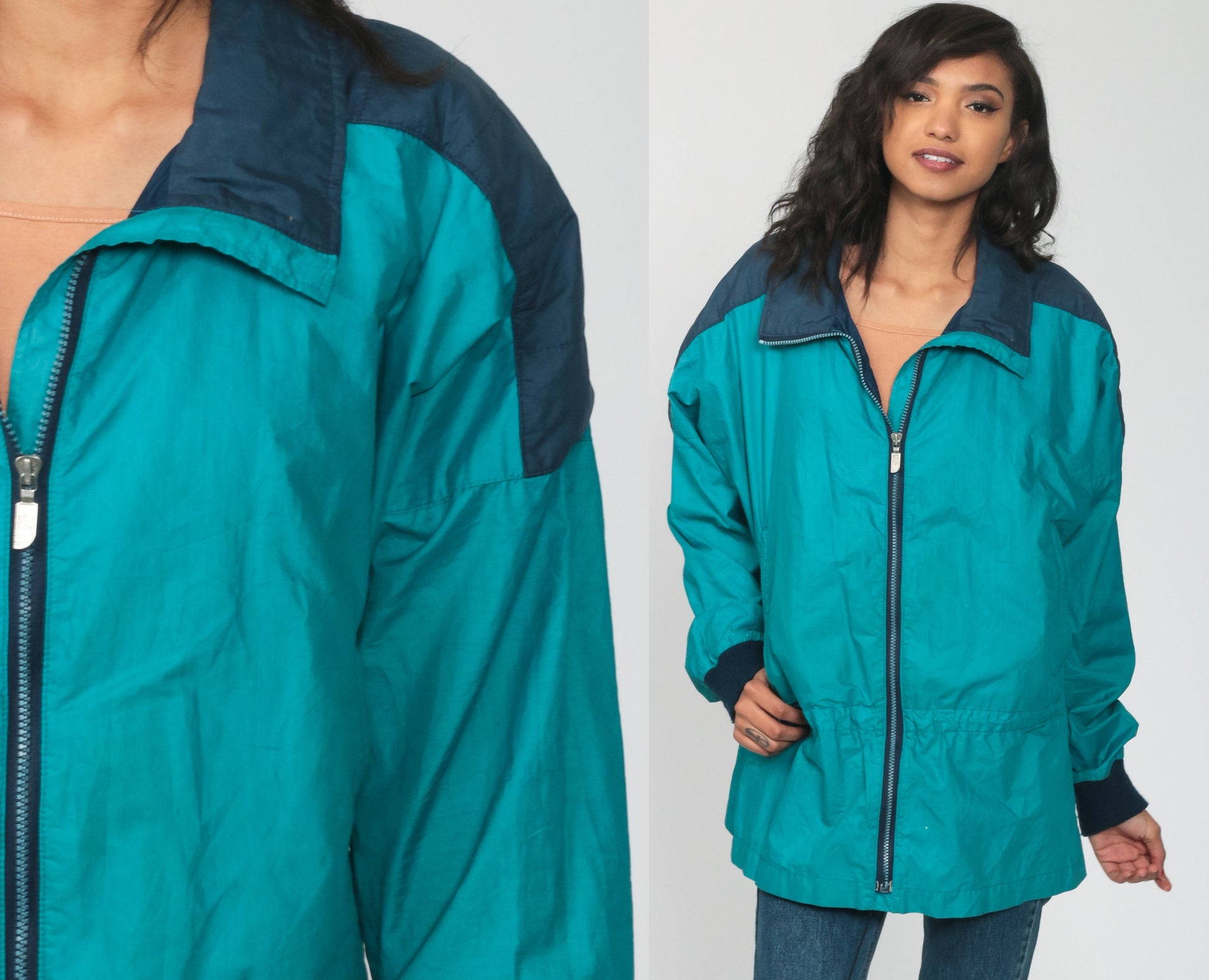 90s The North Face Windbreaker Turquoise Blue Nylon Jacket Large