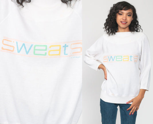 80s Sweats Slogan Graphic Sweatshirt Neon Crewneck Medium