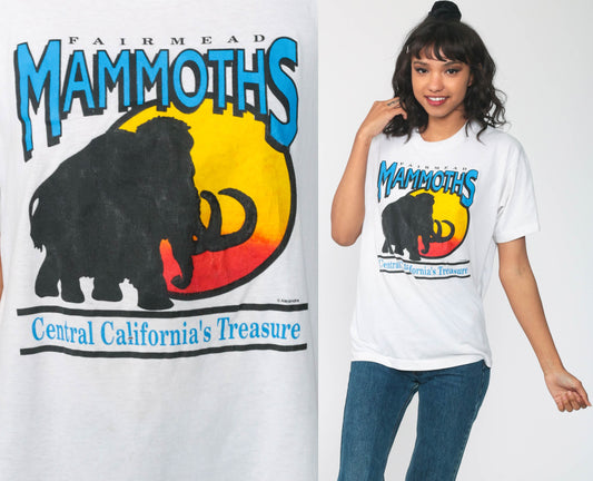 80s Fairmead Mammoths Graphic T-Shirt Single Stitch Cotton Medium