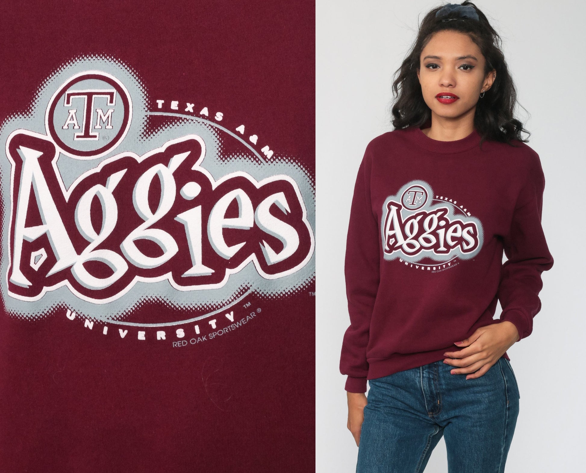 90s Texas A&M University Aggies Sweatshirt Burgundy Crewneck Small