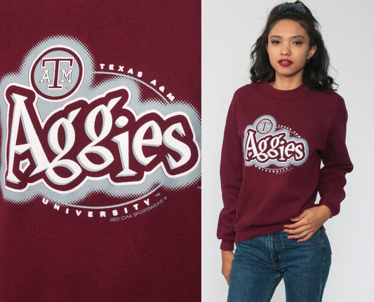 90s Texas A&M University Aggies Sweatshirt Burgundy Crewneck Small