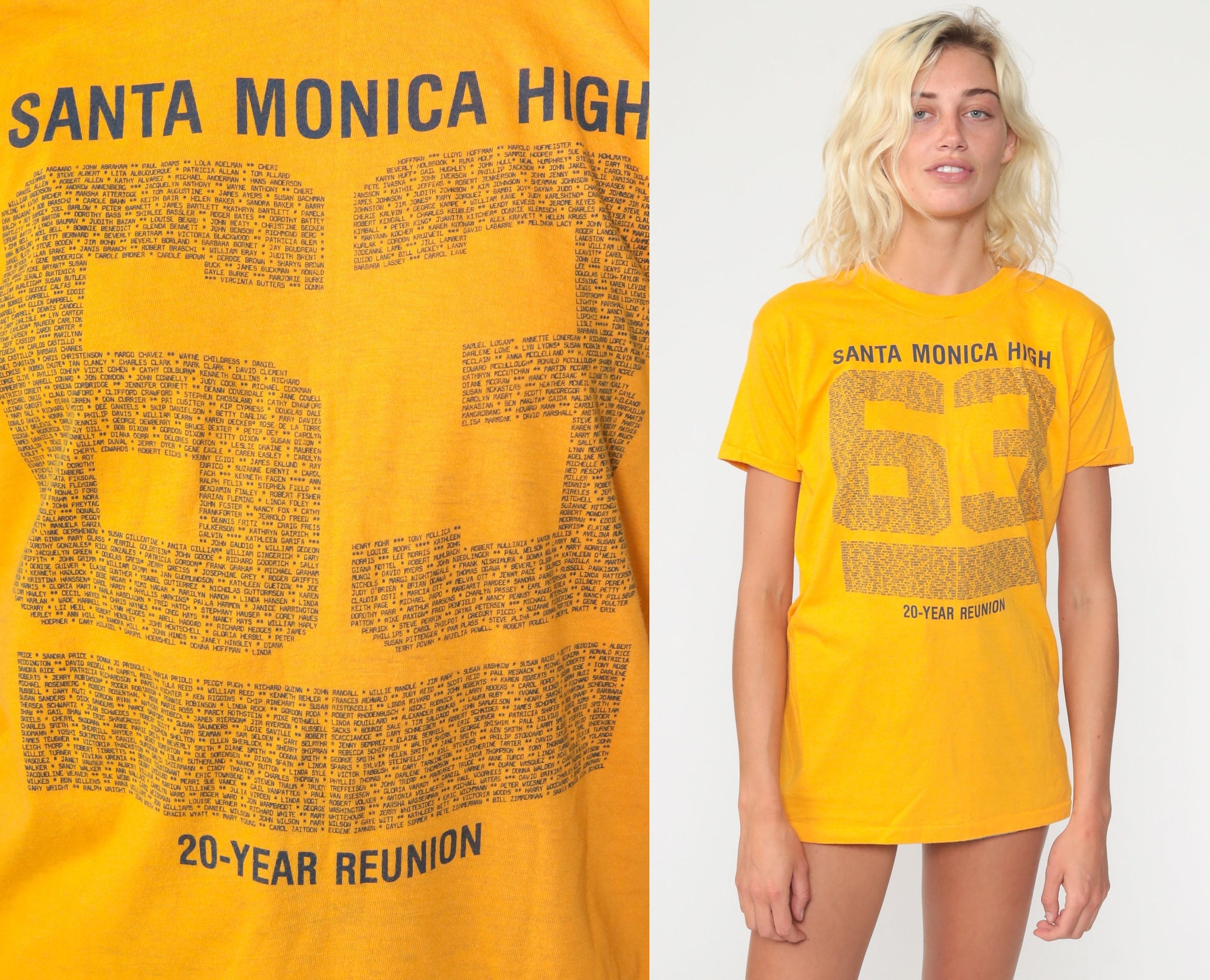 80s Santa Monica High School Reunion Tee Class of 1963 Graphic T-Shirt Small