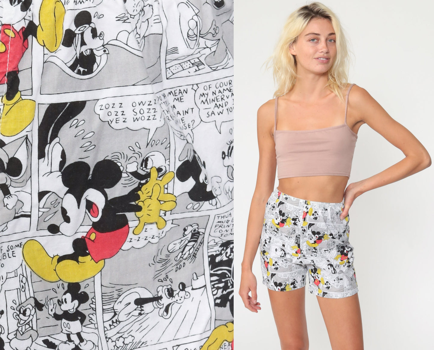 80s Mickey Mouse Disney Boxer Shorts Comic Print Cotton Extra Small