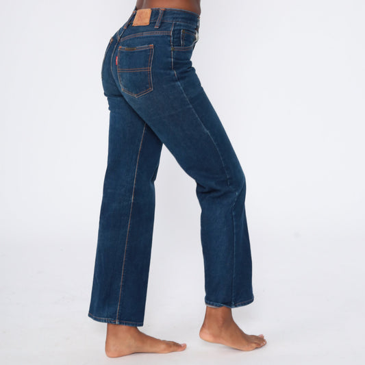 80s Big Stone Dark Blue High Waisted Bootcut Jeans Small 26