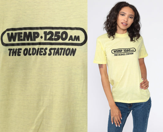 80s WEMP 1250 AM Oldies Radio Station Graphic T-Shirt Small