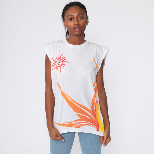 80s Malibu Rum Bird of Paradise Floral Graphic T-Shirt Extra Large XL