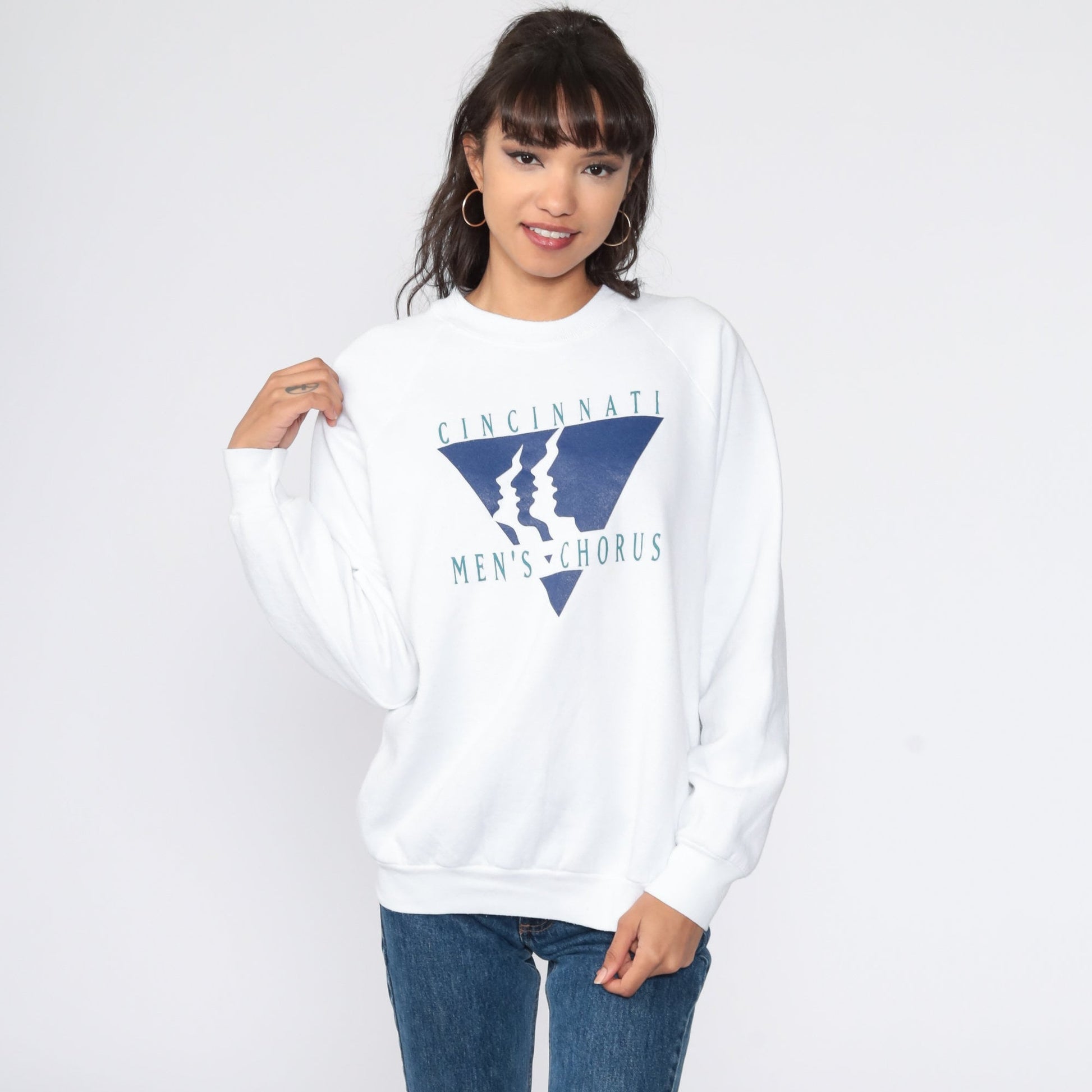 80s Cincinnati Men's Chorus Raglan Sweatshirt Graphic Crewneck Medium Large