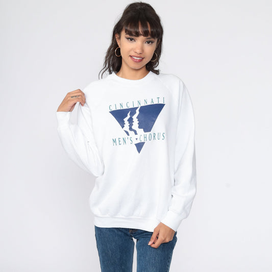 80s Cincinnati Men's Chorus Raglan Sweatshirt Graphic Crewneck Medium Large
