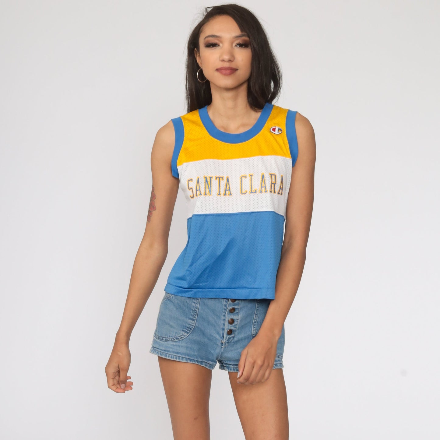 Champion Santa Clara Basketball Jersey Tank Top 80s Mesh Sports Small