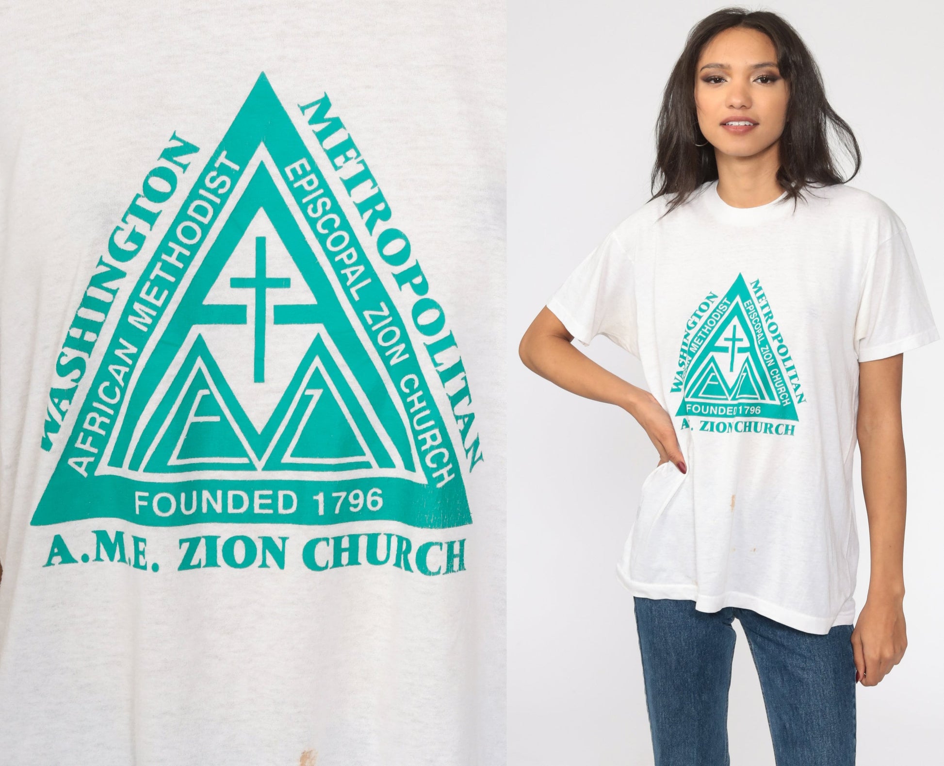80s African Methodist Episcopal Zion Church Graphic T-Shirt Medium