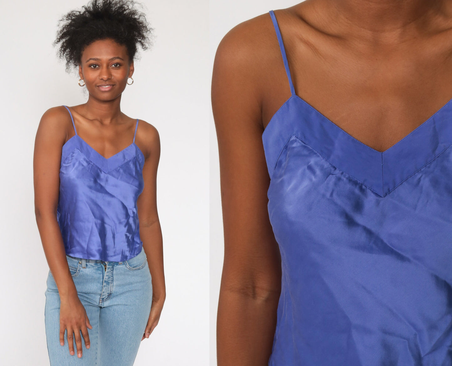 90s Purple Silk Camisole Tank Top Lingerie Small