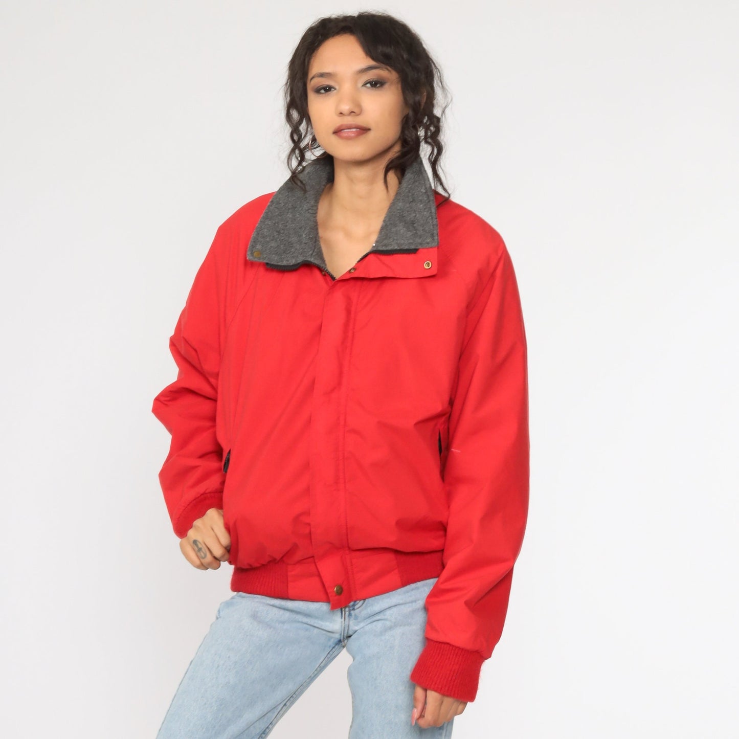 90s REI Goretex Windbreaker Jacket Red Nylon Hiking Gear Large