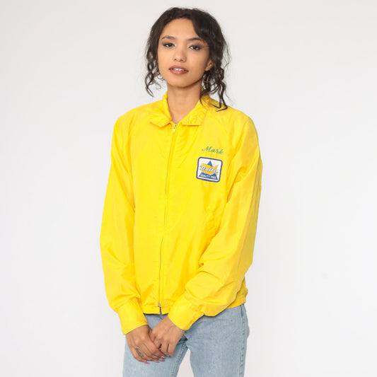 70s Delta Tires Windbreaker Jacket Yellow Raglan Zip-Up Medium