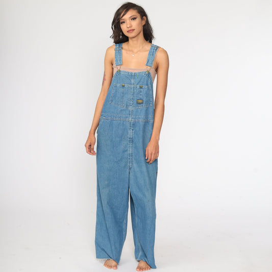 80s OshKosh B'Gosh Denim Overalls Blue Distressed Workwear Extra Large