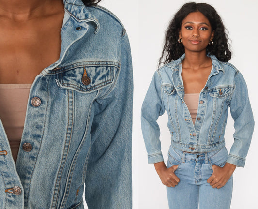 80s Levis Denim Trucker Jacket Blue Youth Large 2XS