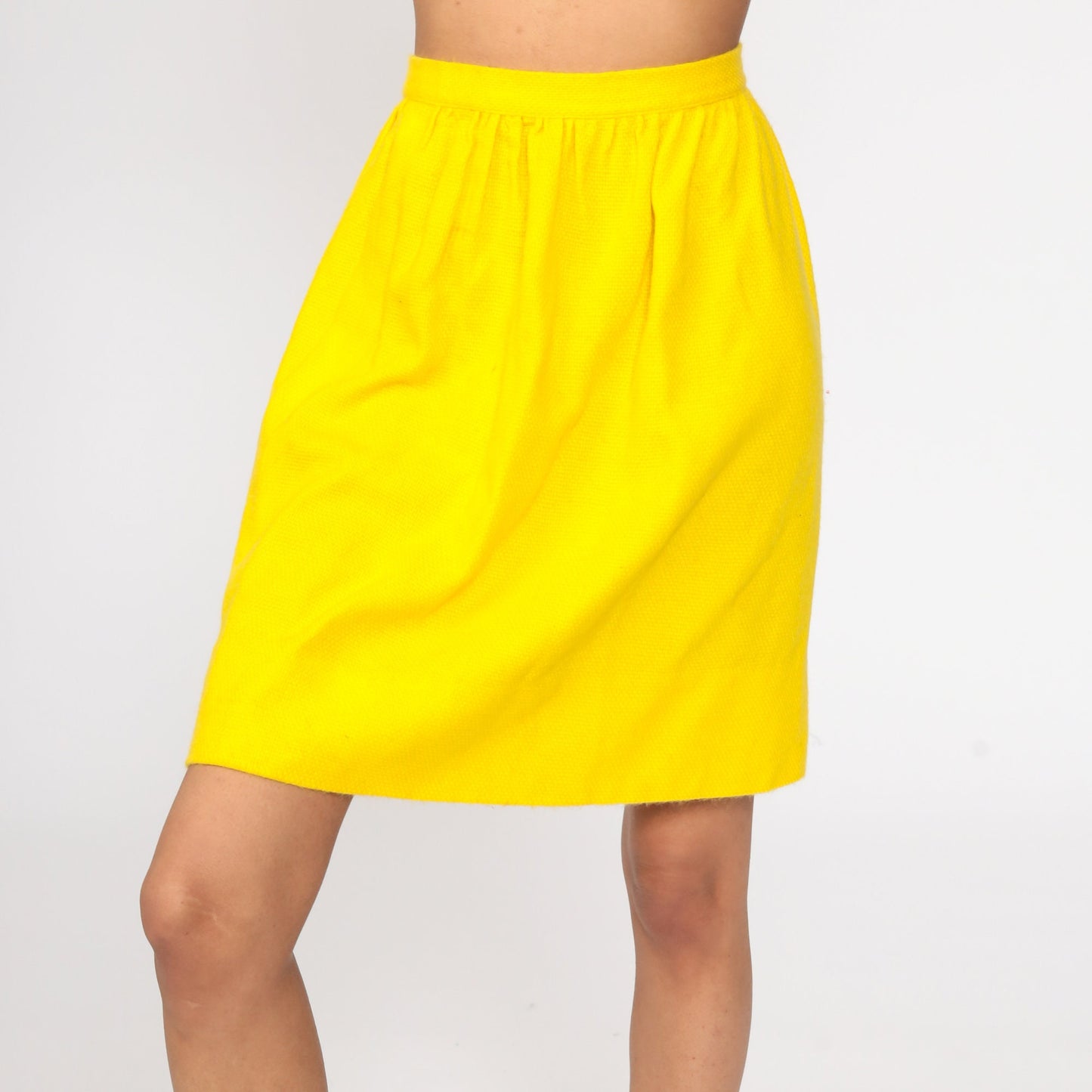 60s Yellow High-Waisted Mini Skirt Mod Preppy Extra Small