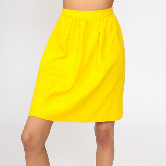 60s Yellow High-Waisted Mini Skirt Mod Preppy Extra Small