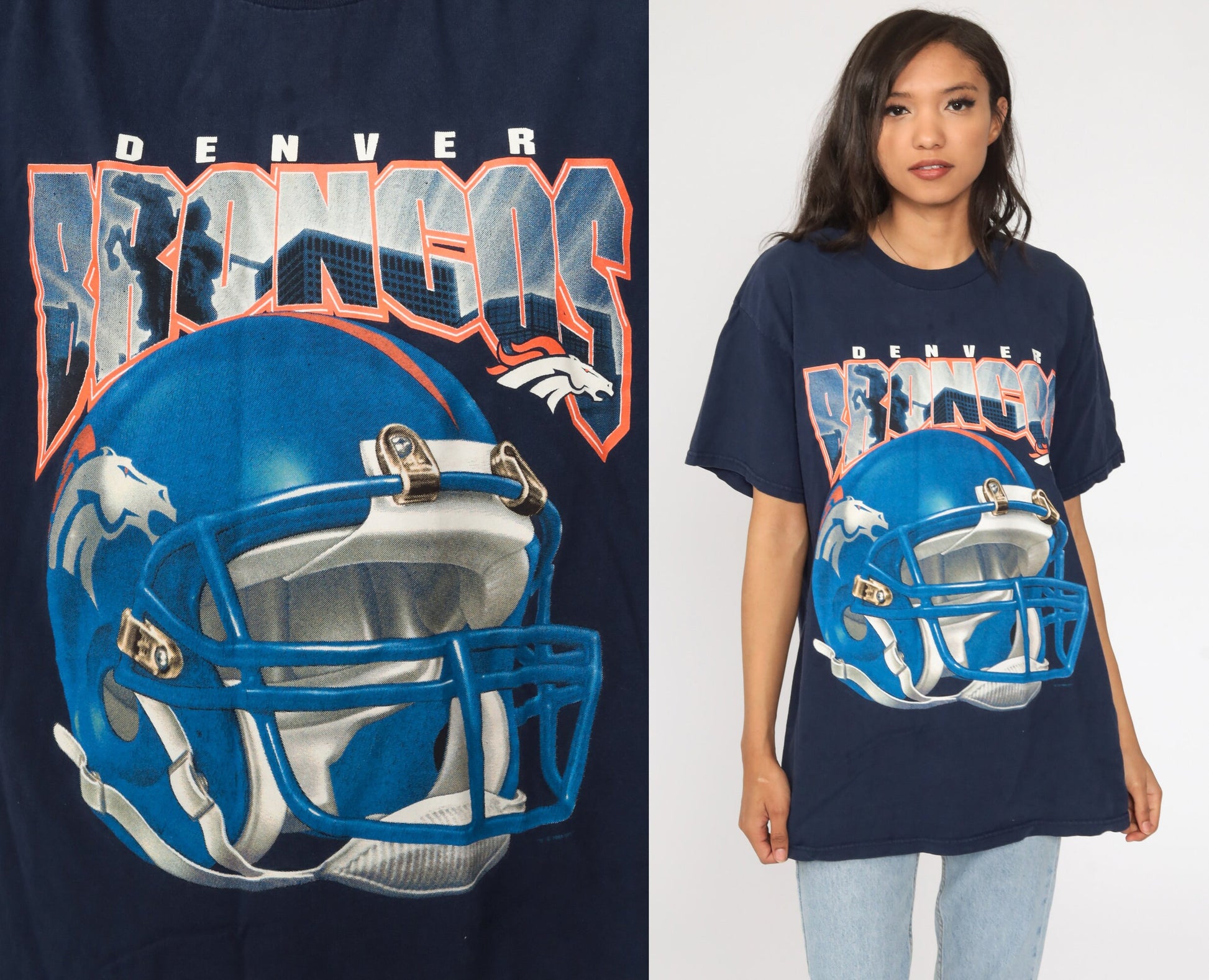 90s Denver Broncos NFL Football T-Shirt Vintage Starter Medium Large