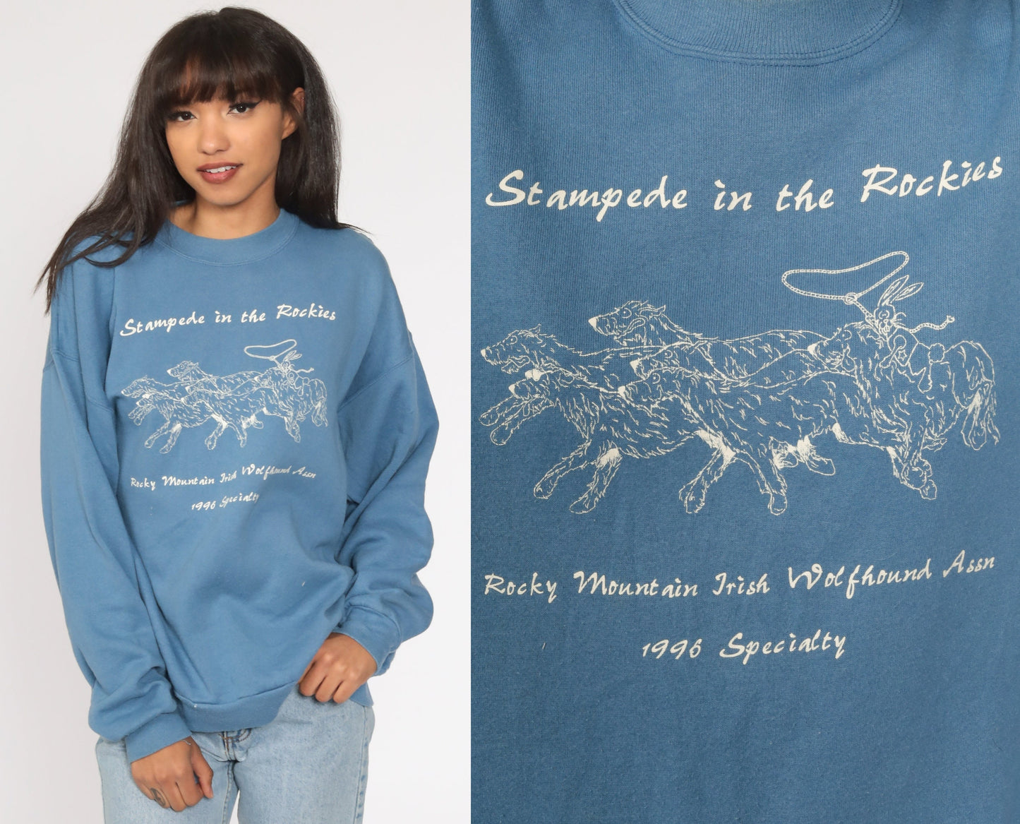 90s Irish Wolfhound Stampede In The Rockies Graphic Sweatshirt Extra Large XXL