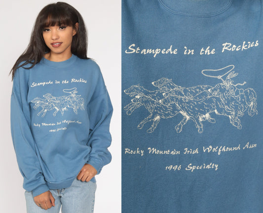 90s Irish Wolfhound Stampede In The Rockies Graphic Sweatshirt Extra Large XXL