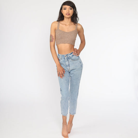 80s Acid Wash High Waist Mom Jeans Blue Denim Small 26