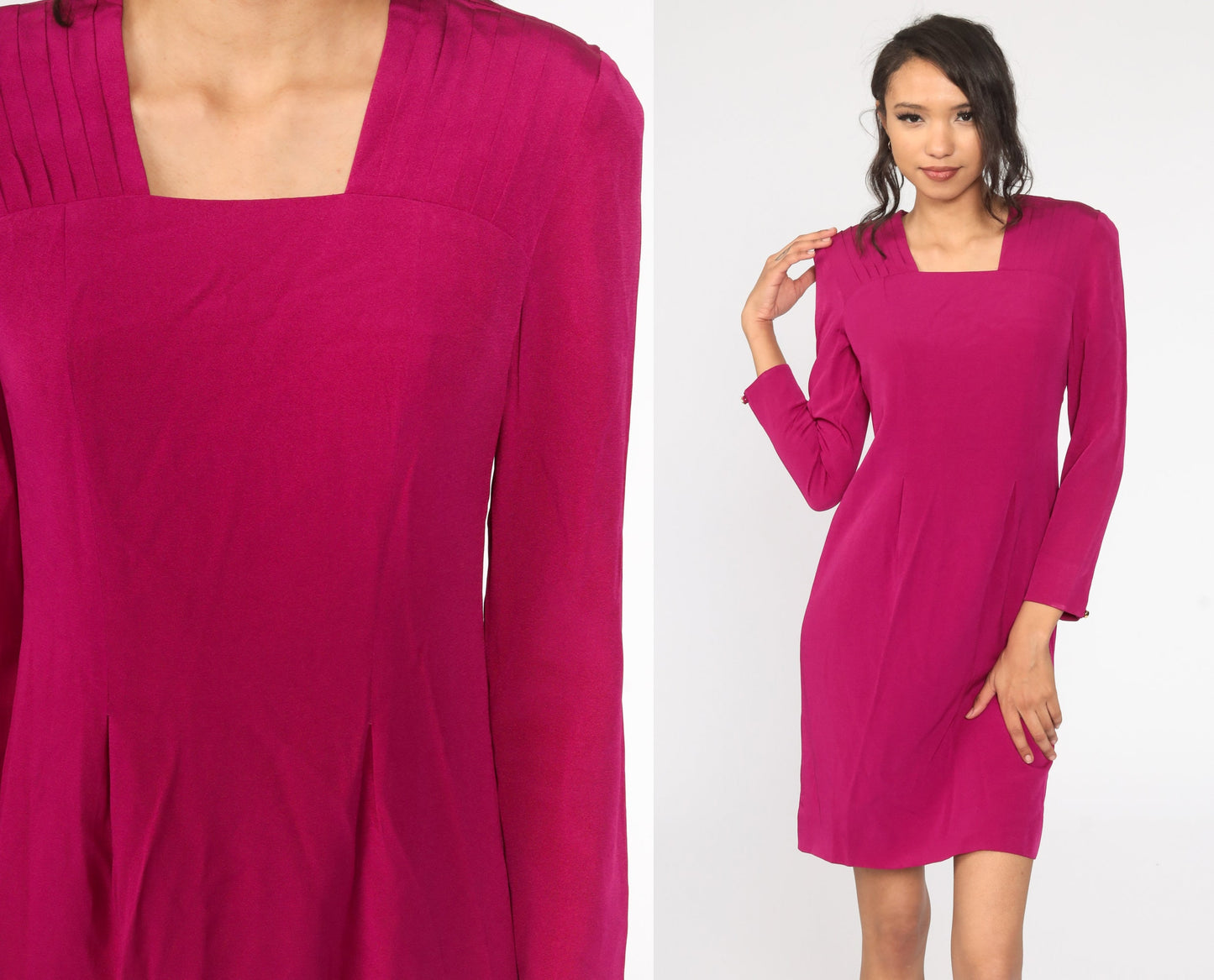 90s Liz Claiborne Pink Mini Sheath Dress Long Sleeve Small