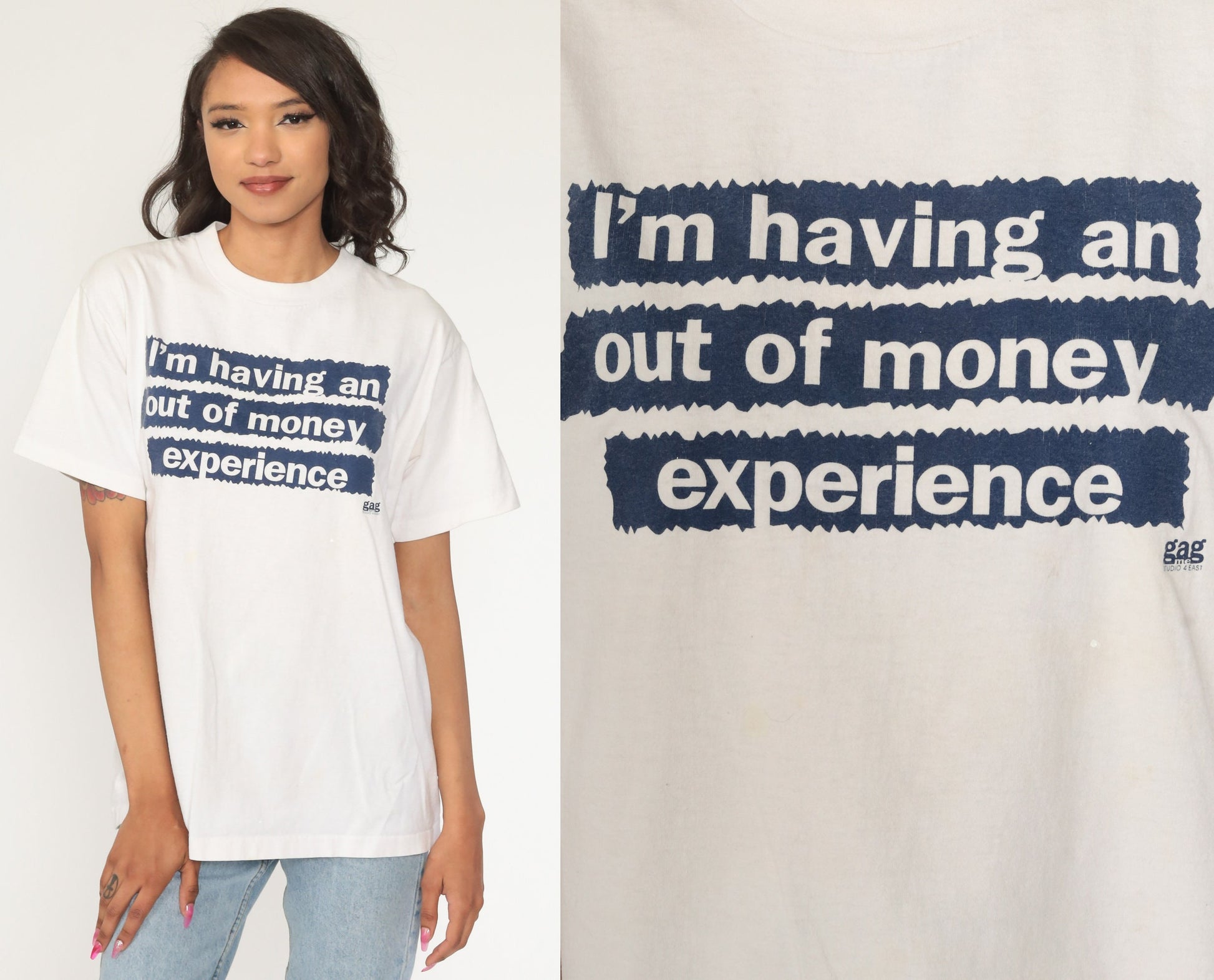 90s I'm Having an Out of Money Experience Graphic Tee Cotton Medium Large