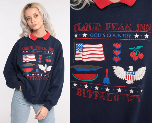 90s Cloud Peak Inn Buffalo Wyoming Sweatshirt Graphic Crewneck Extra Large