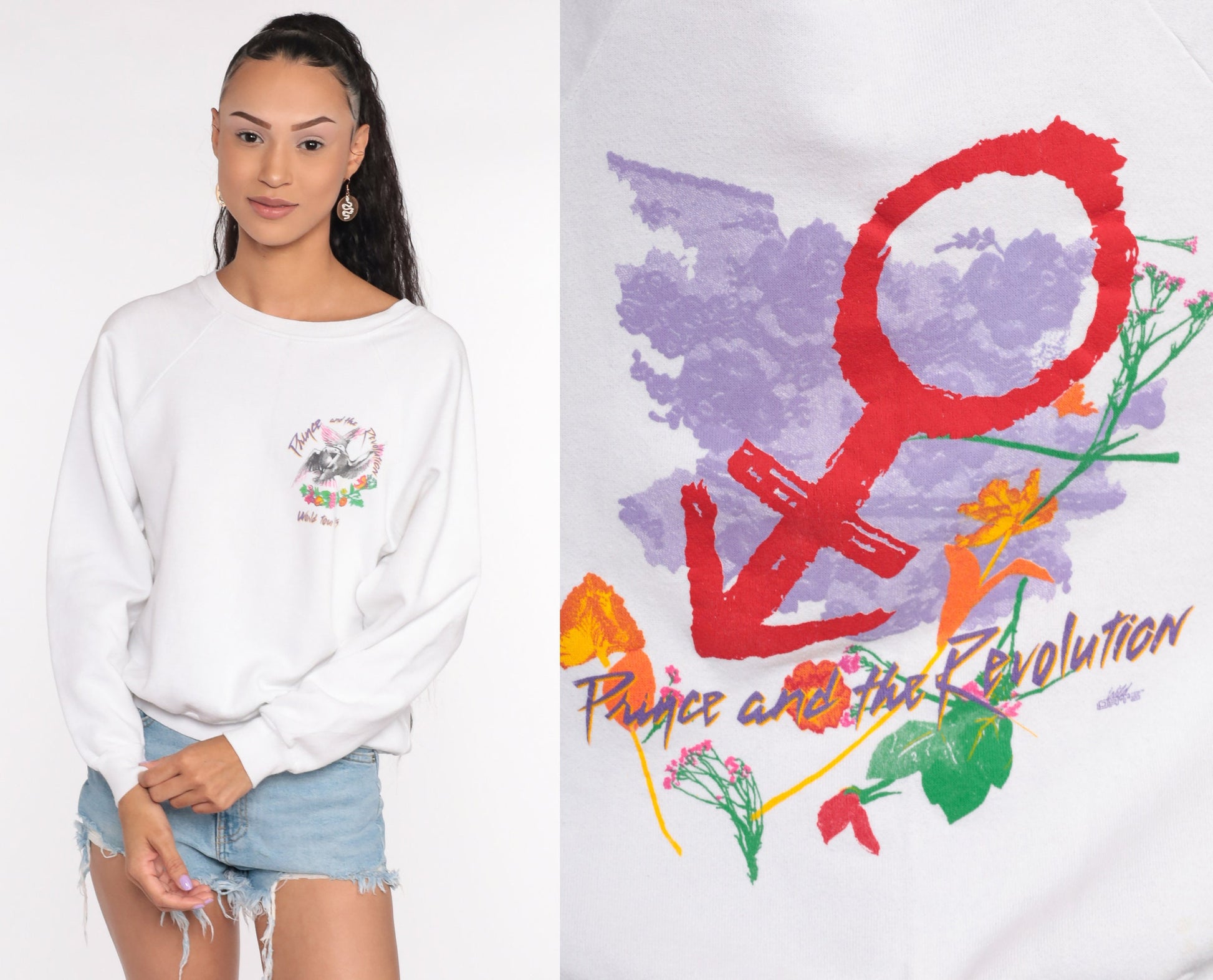 80s Prince and the Revolution 1985 World Tour Sweatshirt Grey Crewneck Medium