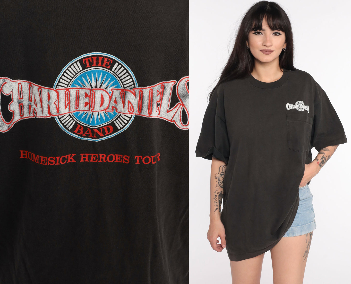 80s Charlie Daniels Band Homesick Heroes Tour Tee Black Cotton Extra Large