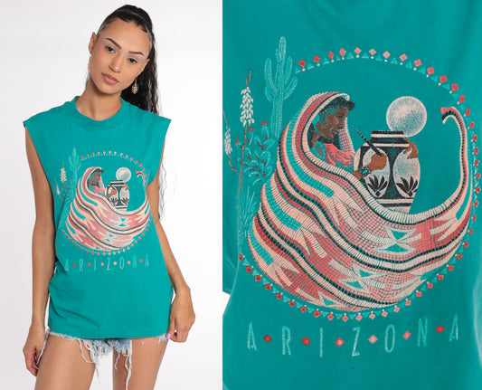 80s Native American Arizona Tank Top Graphic Sleeveless Small