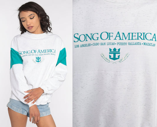 80s Song of America Cruise Ship Graphic Sweatshirt Medium