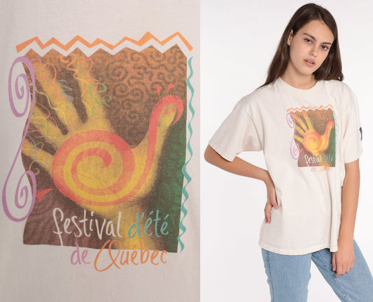 90s Festival d'été de Québec Music Concert Graphic T-Shirt Cotton Large