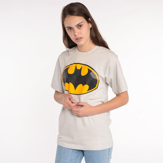80s Batman Logo DC Comics Graphic T-Shirt Single Stitch Cotton Small