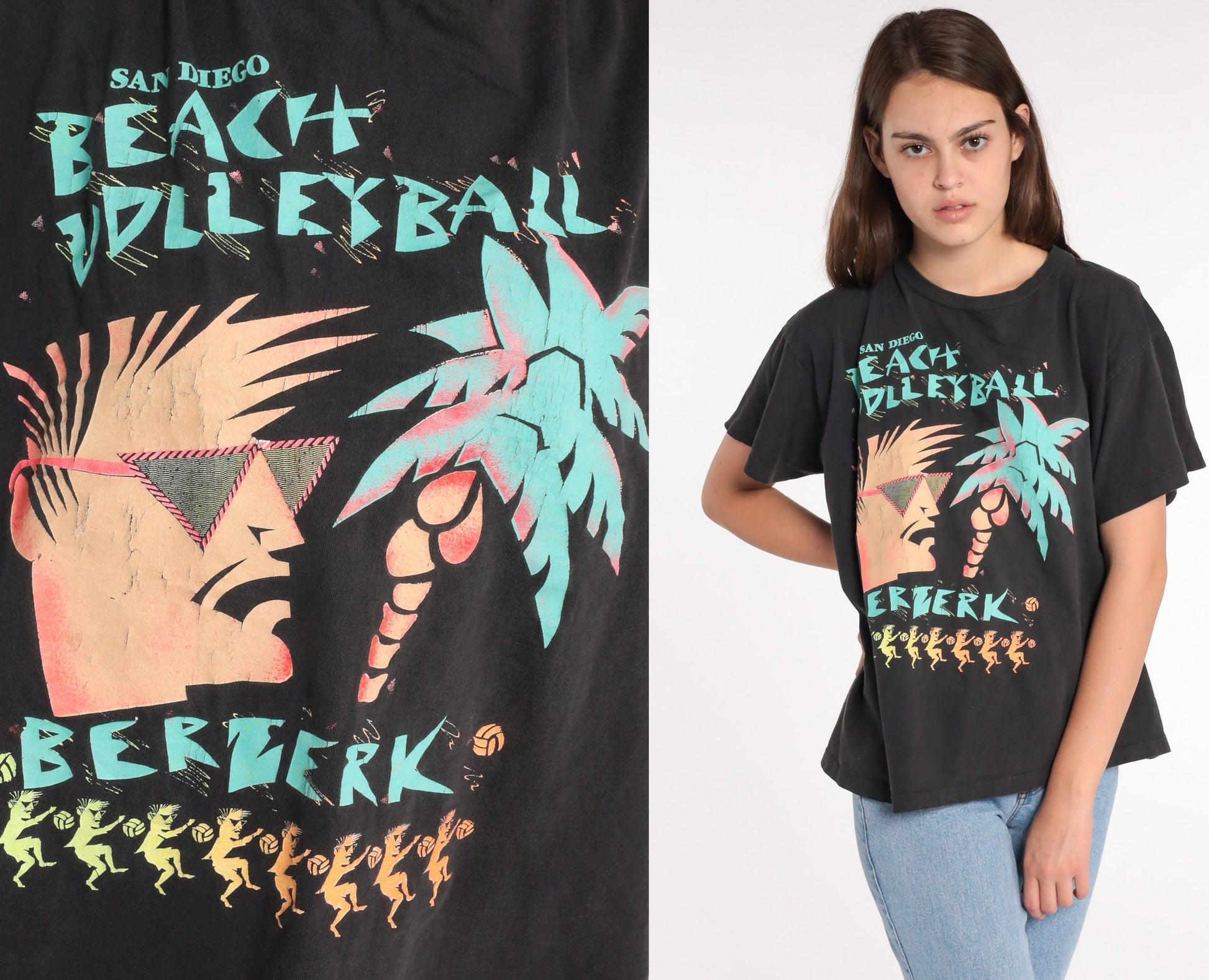 90s Beach Volleyball San Diego Graphic T-Shirt Cotton Extra Large
