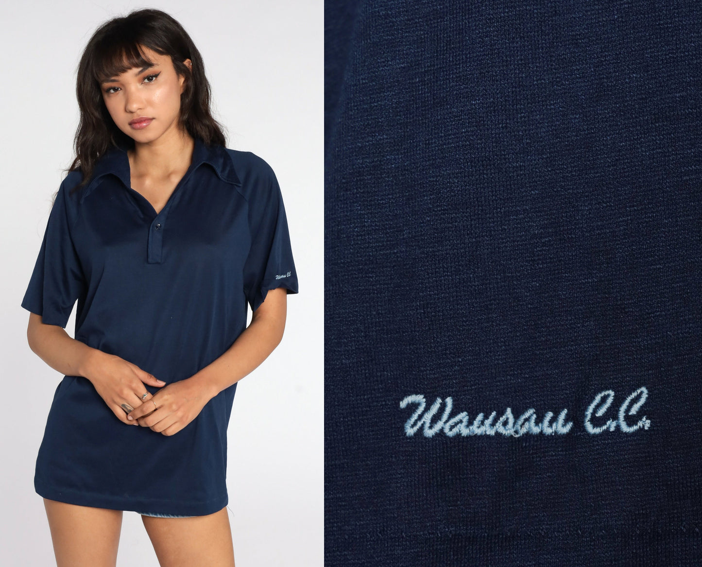 70s Wausau Country Club Bowling Uniform Shirt Navy Phyllis Orioles Large