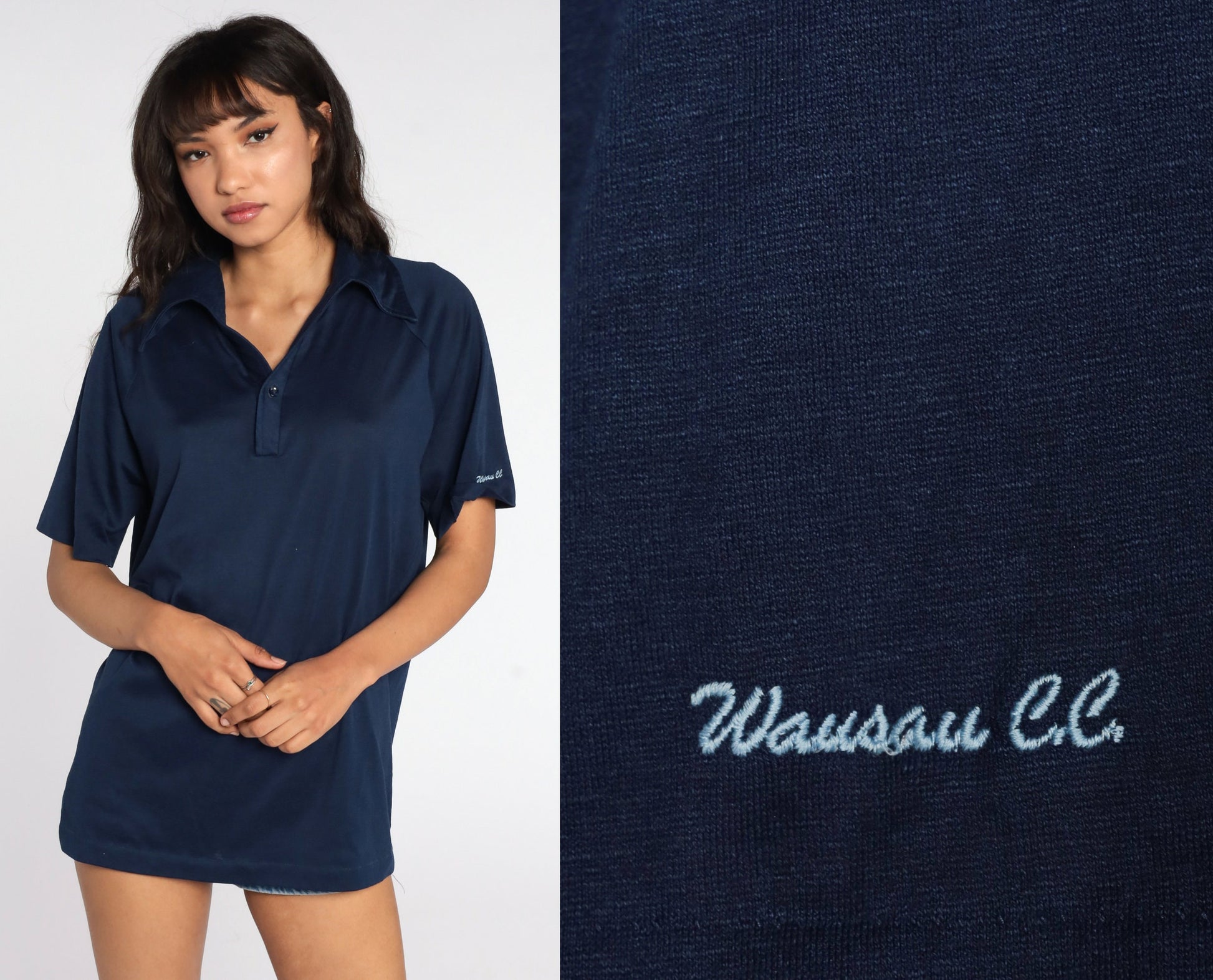 70s Wausau Country Club Bowling Uniform Shirt Navy Phyllis Orioles Large