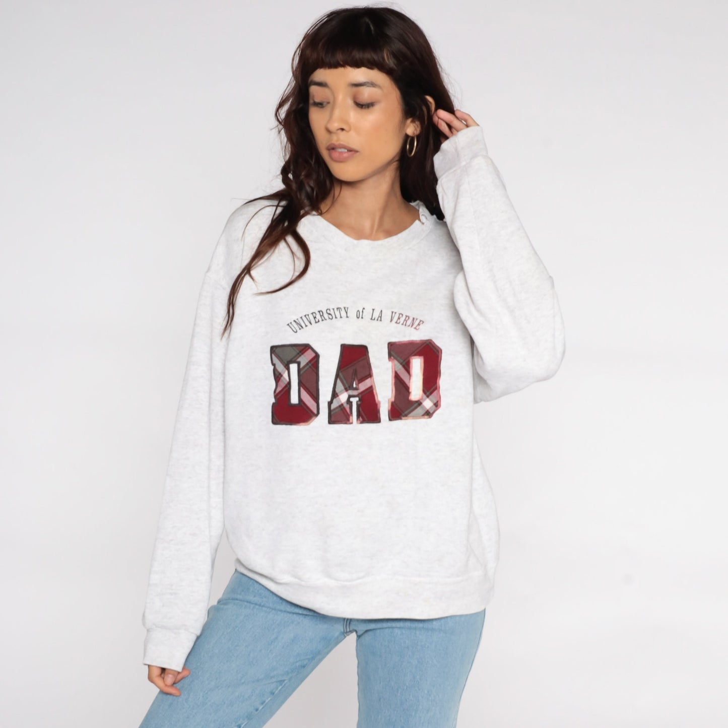 90s University of La Verne Dad Sweatshirt Distressed Graphic Crewneck Large