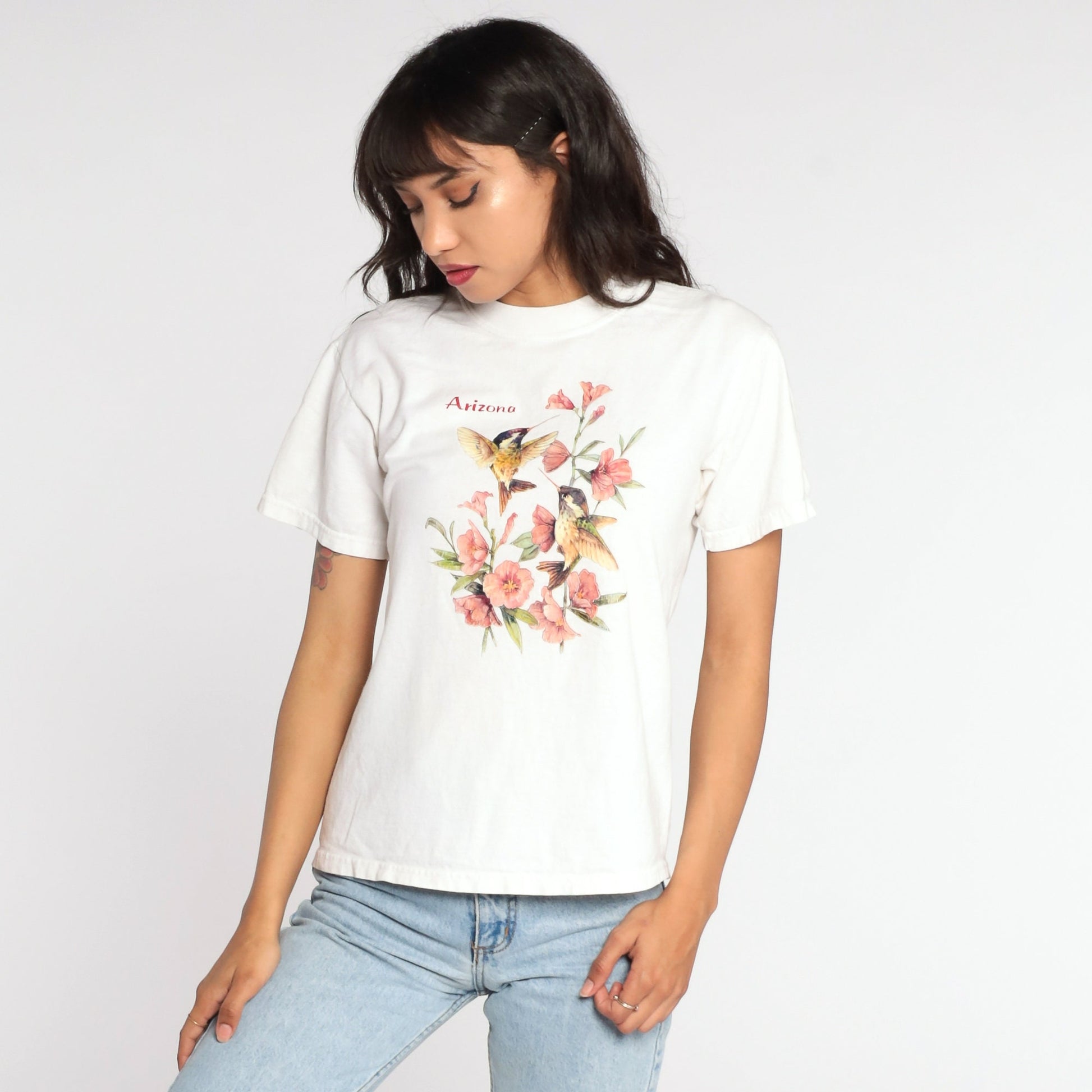 90s Arizona Hummingbird Graphic T-Shirt Southwestern Bird Tee Small