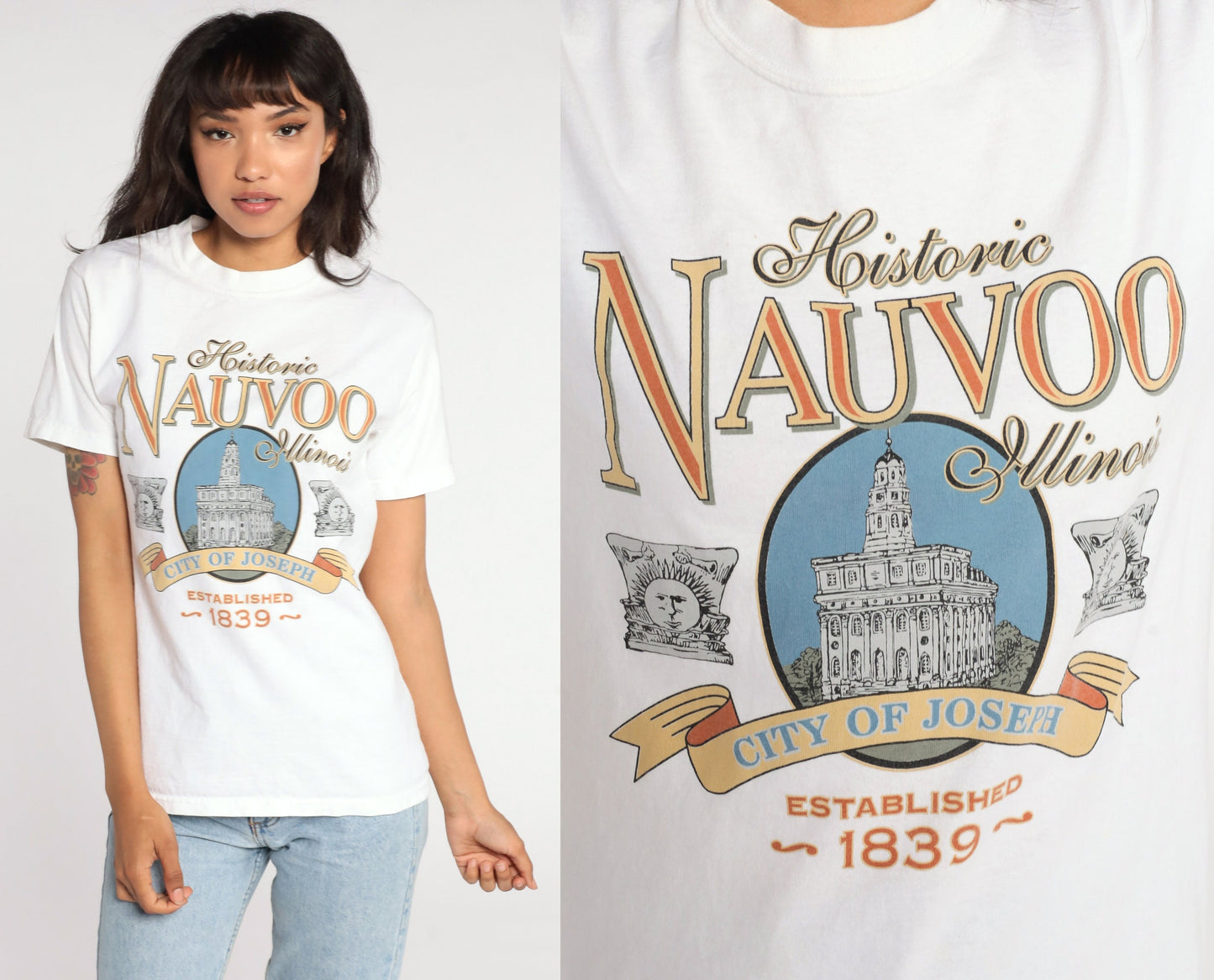 90s Nauvoo Illinois Graphic T-Shirt City of Joseph Vintage Tee Small