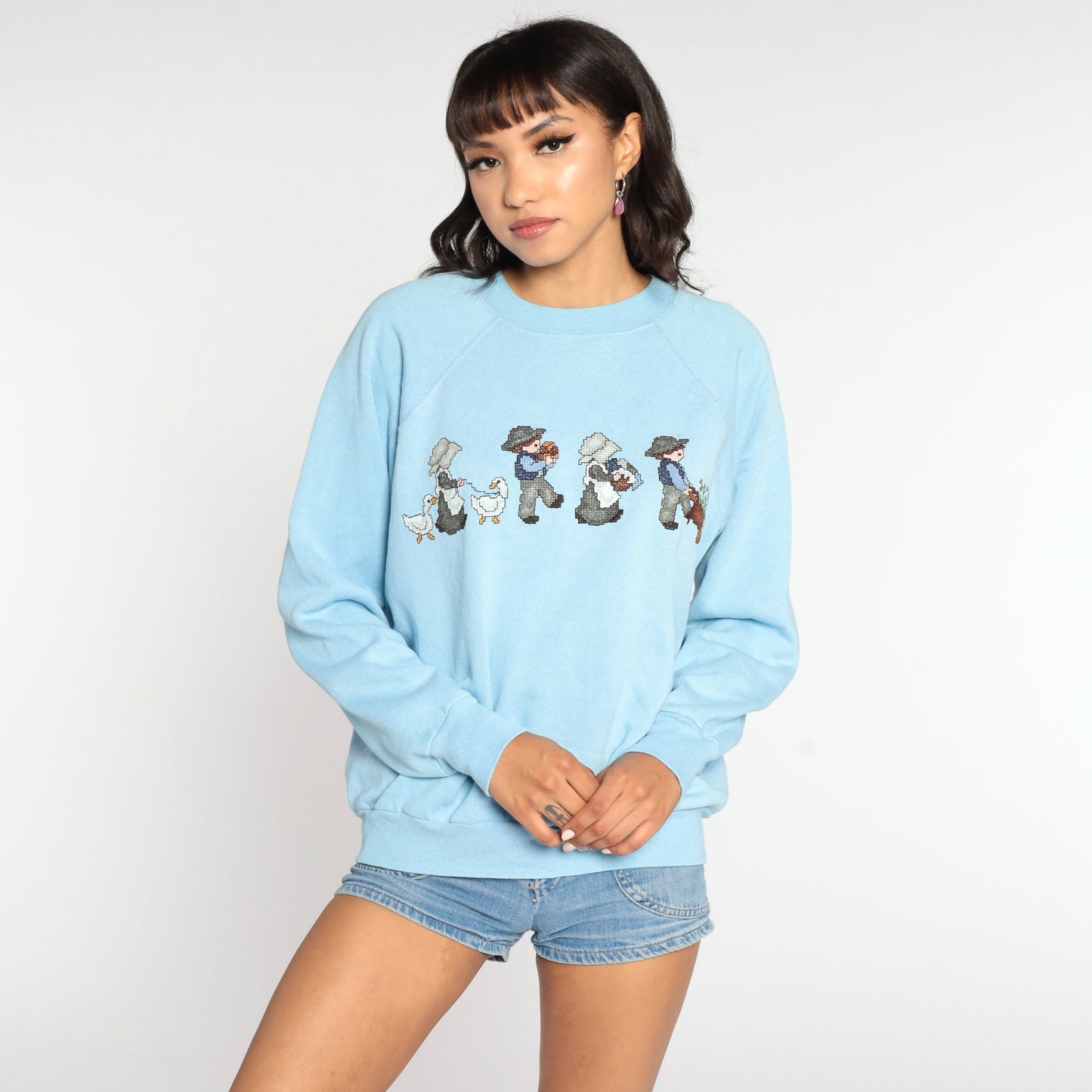 80s Pannill Goose Graphic Sweatshirt Baby Blue Crewneck Large