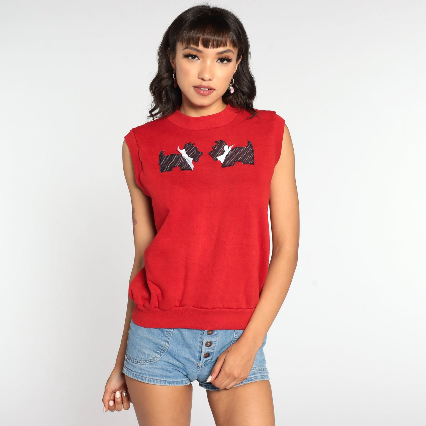 80s Scottie Dog Tank Top Graphic Sweatshirt Sleeveless Small