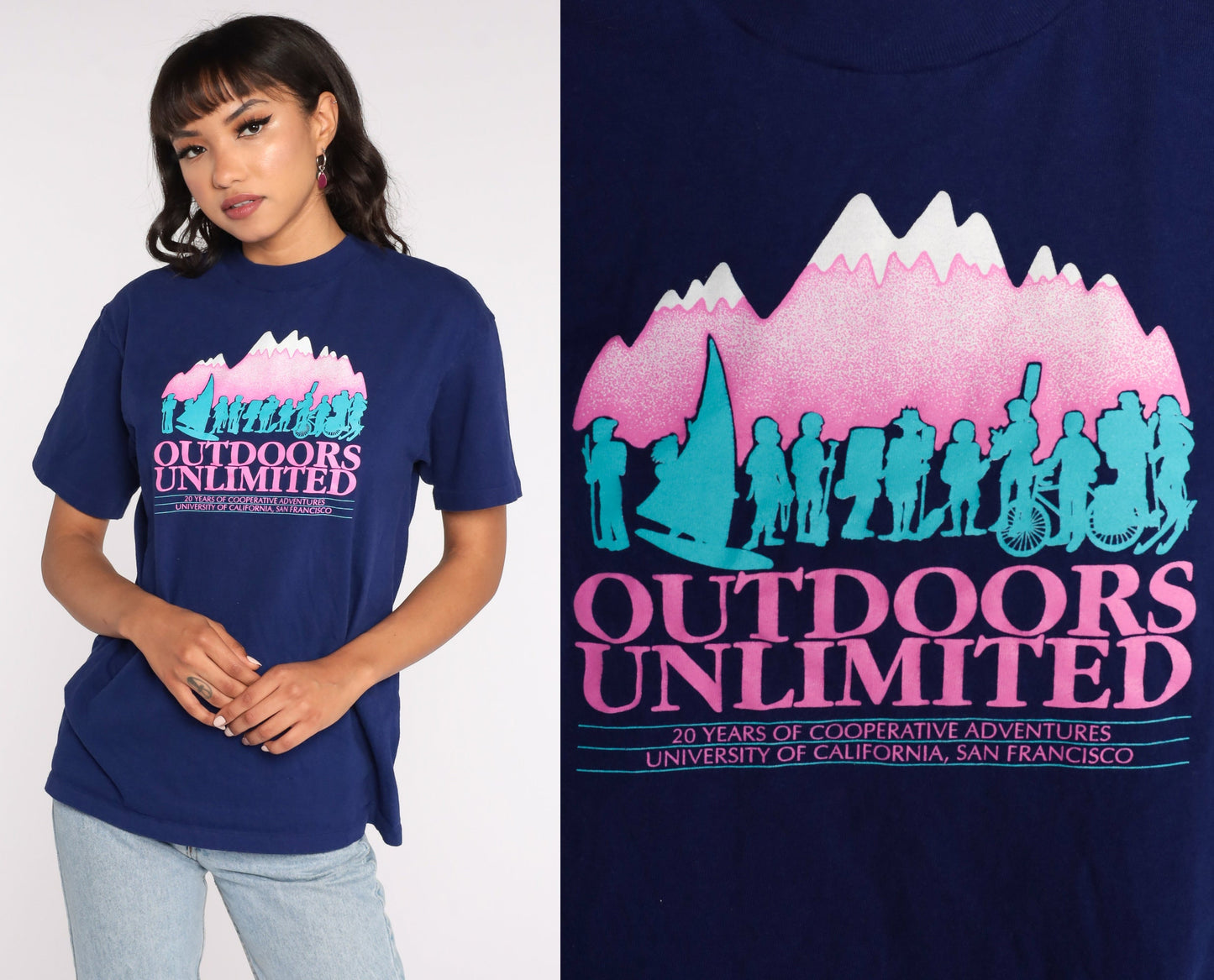 80s Outdoors Unlimited UCSF San Francisco Graphic Tee Purple Cotton Medium